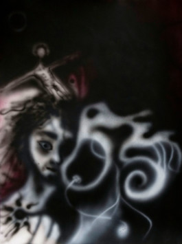 Airbrush painting jesus Thibaut Cudré-Mauroux