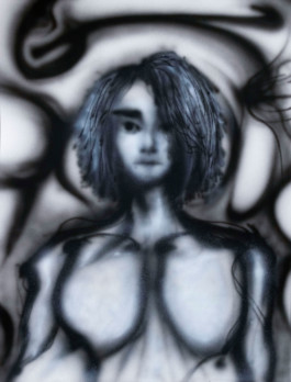 Airbrush painting self portrait Thibaut Cudré-Mauroux